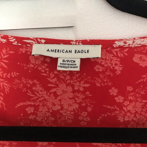 American Eagle Outfitters Red, Floral, Wrap Dress - Picture 5 of 7